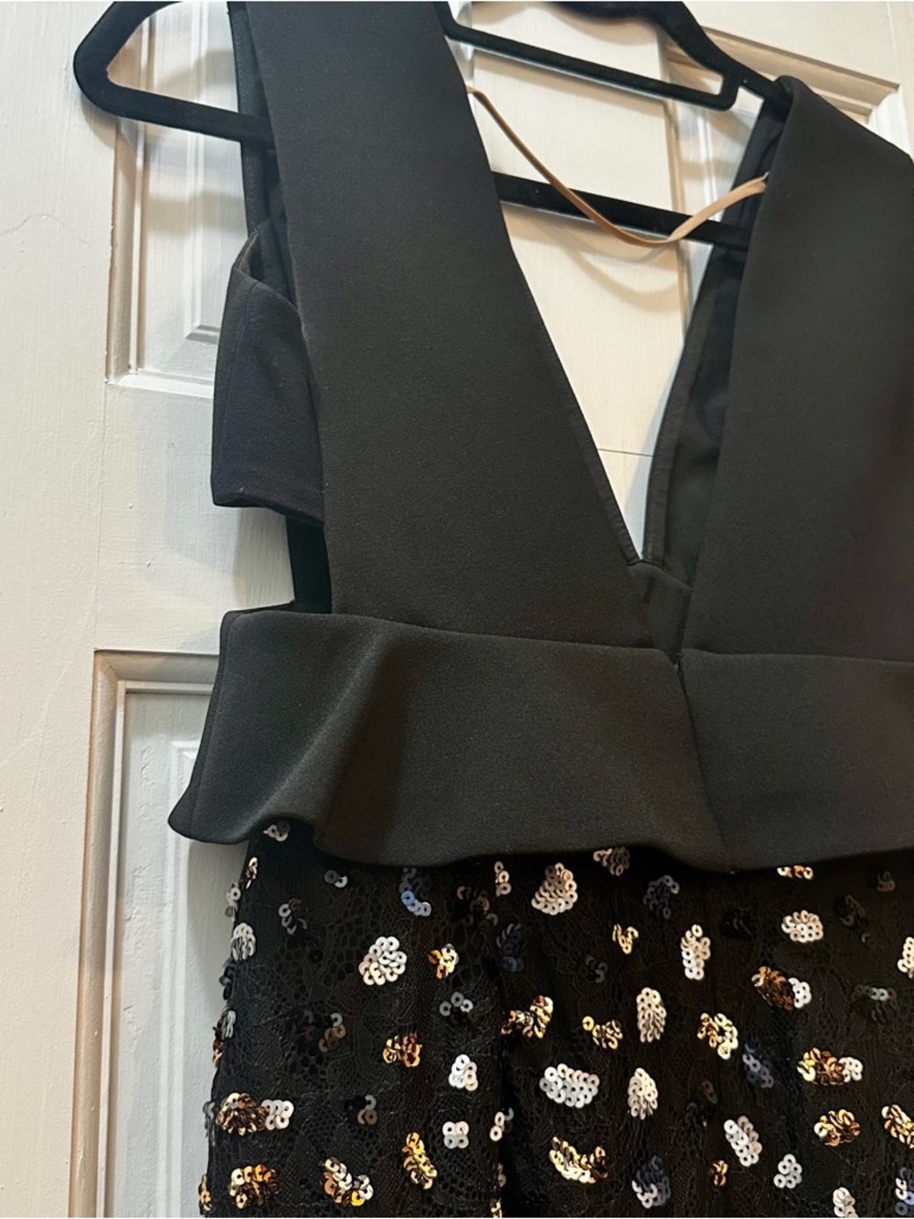 BCBGMaxAzria Rosalina Peplum Sequin Lace Black Formal Party Wedding Prom Dress 2 - Picture 5 of 16